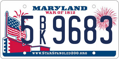 MD license plate 5BK9683