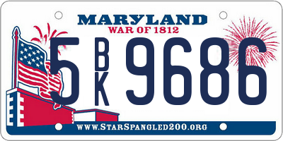 MD license plate 5BK9686