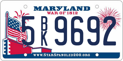 MD license plate 5BK9692