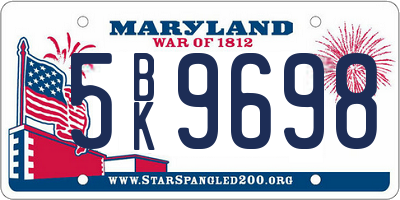 MD license plate 5BK9698