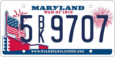 MD license plate 5BK9707