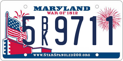 MD license plate 5BK9711