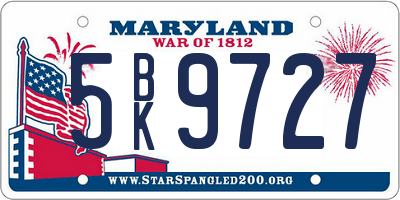 MD license plate 5BK9727