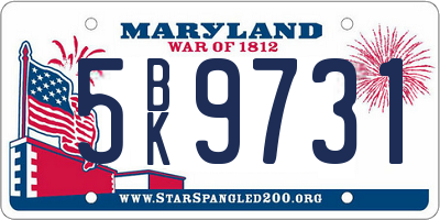 MD license plate 5BK9731