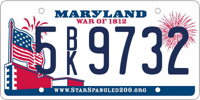 MD license plate 5BK9732