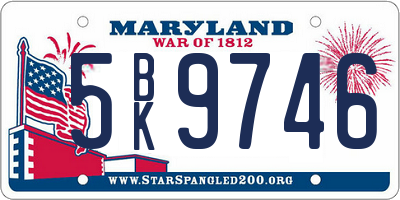 MD license plate 5BK9746