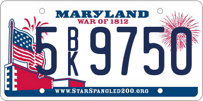 MD license plate 5BK9750