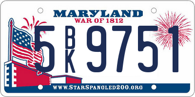 MD license plate 5BK9751