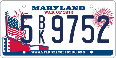 MD license plate 5BK9752