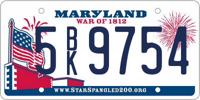 MD license plate 5BK9754
