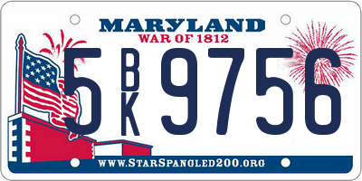 MD license plate 5BK9756