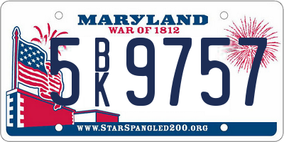 MD license plate 5BK9757