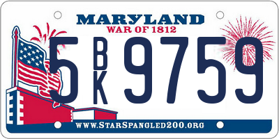 MD license plate 5BK9759