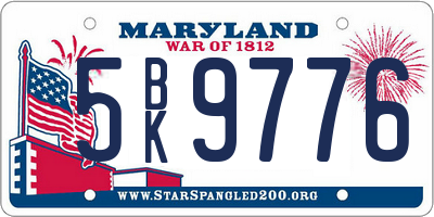 MD license plate 5BK9776