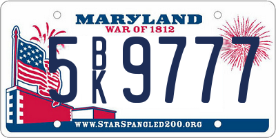 MD license plate 5BK9777