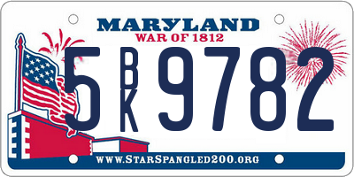 MD license plate 5BK9782