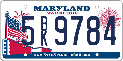 MD license plate 5BK9784