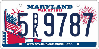 MD license plate 5BK9787