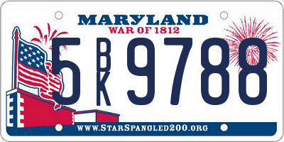 MD license plate 5BK9788