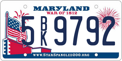 MD license plate 5BK9792