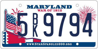 MD license plate 5BK9794