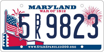MD license plate 5BK9823