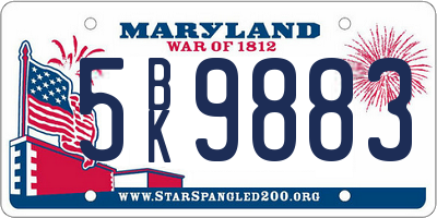 MD license plate 5BK9883