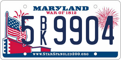 MD license plate 5BK9904