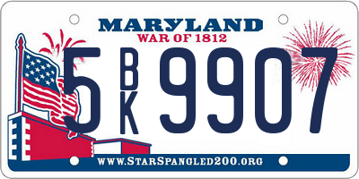 MD license plate 5BK9907