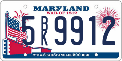 MD license plate 5BK9912