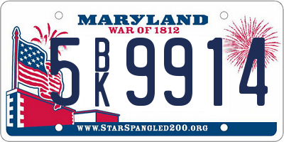 MD license plate 5BK9914