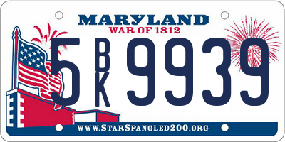 MD license plate 5BK9939