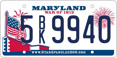 MD license plate 5BK9940
