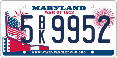 MD license plate 5BK9952
