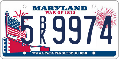 MD license plate 5BK9974