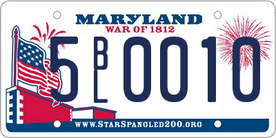 MD license plate 5BL0010