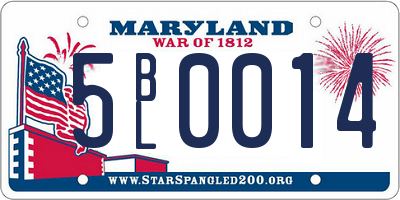 MD license plate 5BL0014