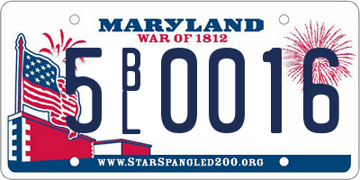 MD license plate 5BL0016