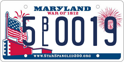 MD license plate 5BL0019