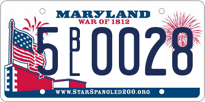 MD license plate 5BL0028