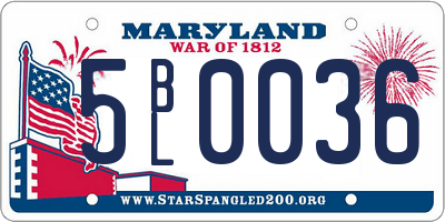 MD license plate 5BL0036