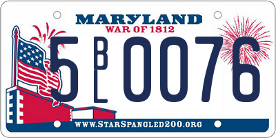 MD license plate 5BL0076