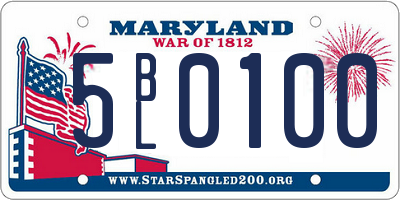 MD license plate 5BL0100