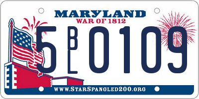 MD license plate 5BL0109