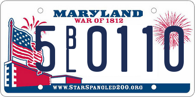 MD license plate 5BL0110