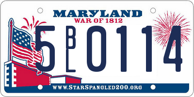 MD license plate 5BL0114