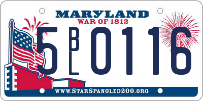 MD license plate 5BL0116
