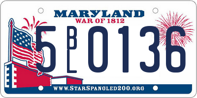 MD license plate 5BL0136