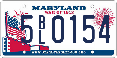 MD license plate 5BL0154