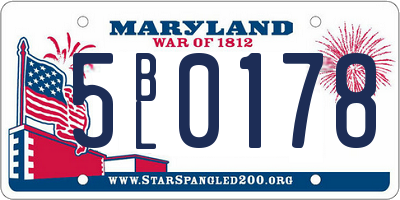 MD license plate 5BL0178